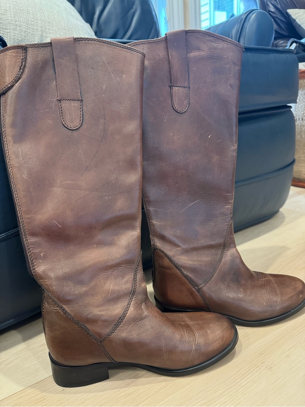 Steve Madden Riggs Tall Brown Leather Riding Boots Size 7 M